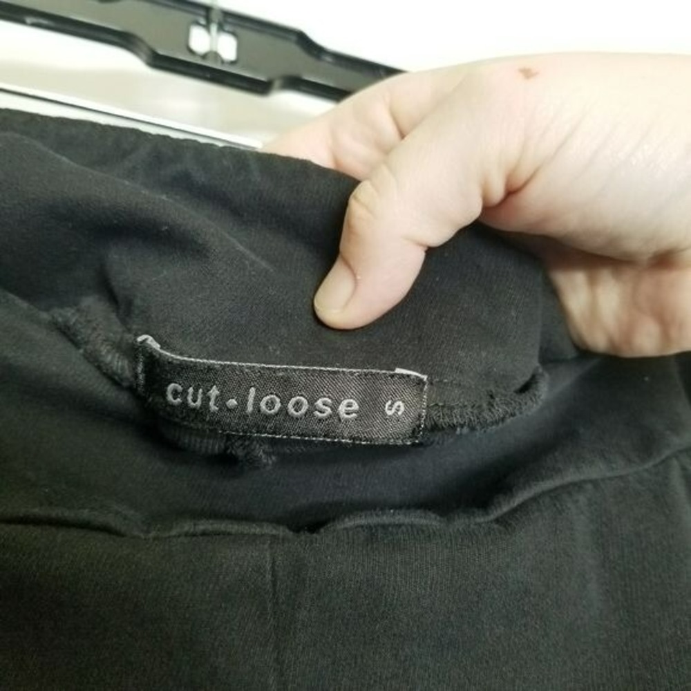 Cut Loose Black Side Zip Ankle Pants Wide Waist Band Stretchy NO POCKETS sz S - Picture 4 of 8